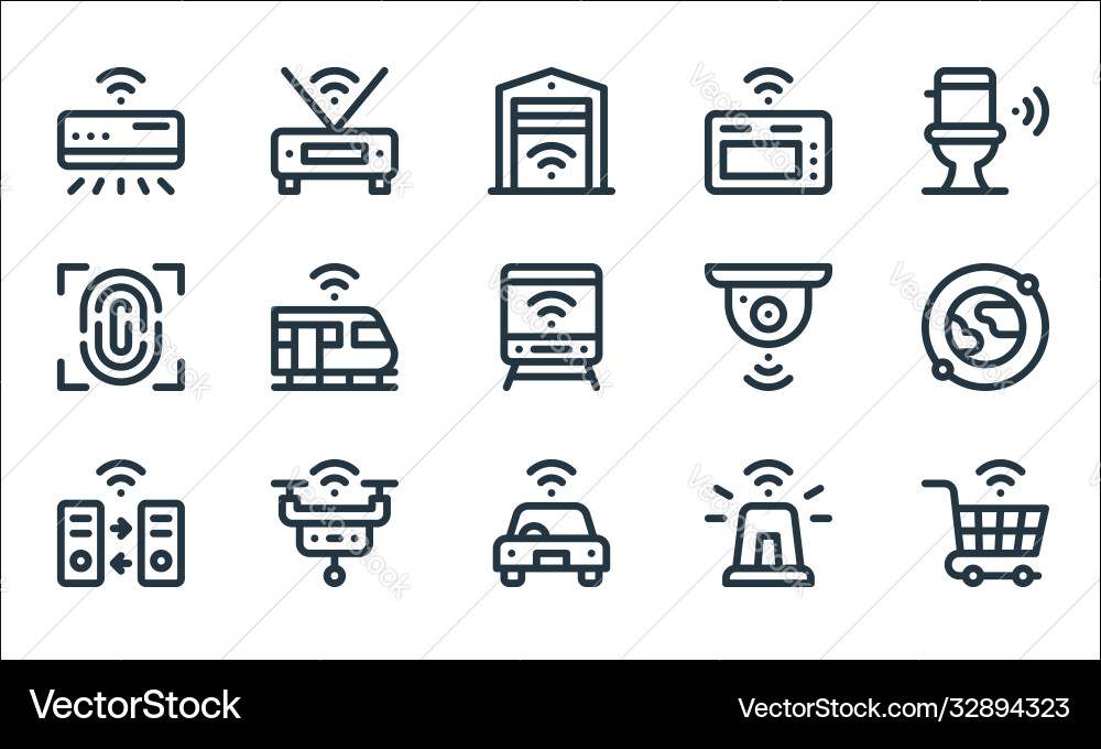 Internet things line icons linear set quality Internet things line icons linear set quality vector image
