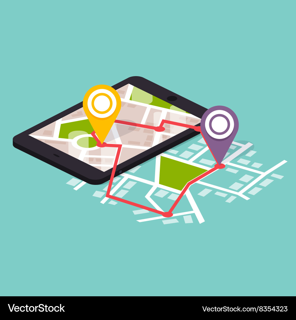 Isometric Mobile Navigation Maps vector image