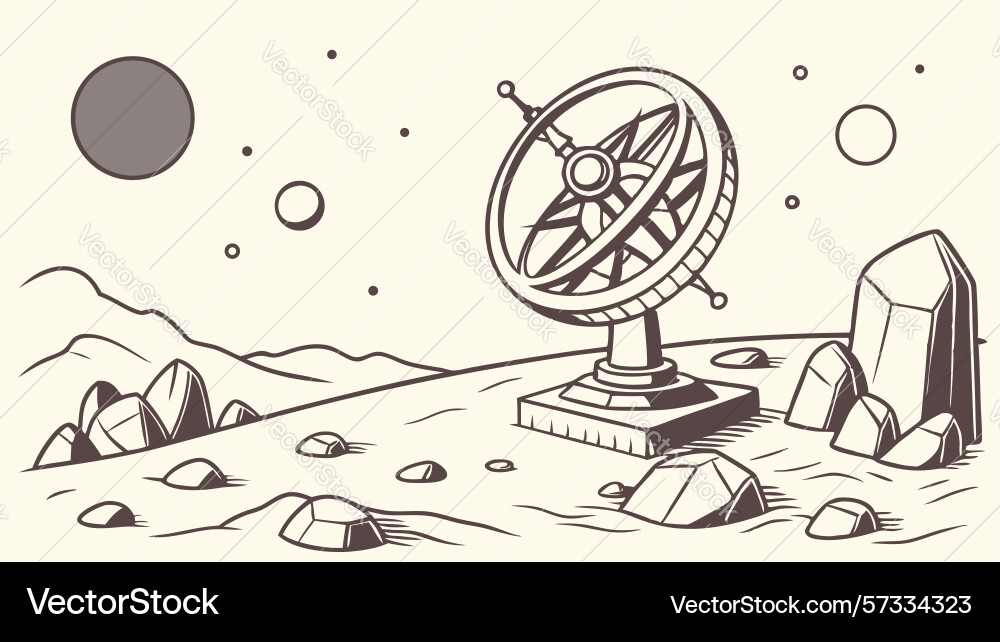 Lunar navigation device on moon surface design vector image