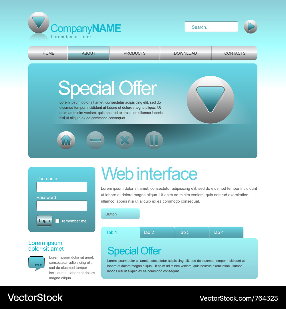 Modern Web UI Elements Vector Image