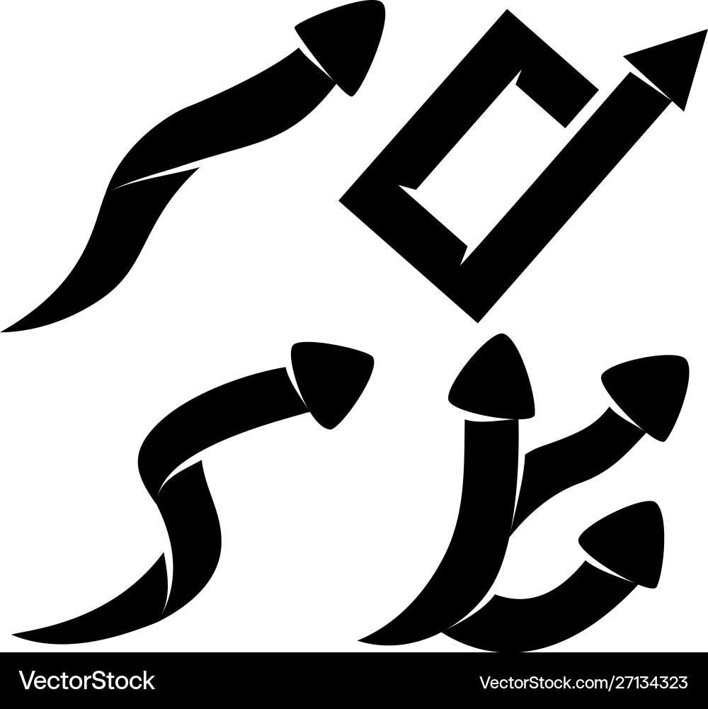 Rectangle guide arrow direction black color set vector image