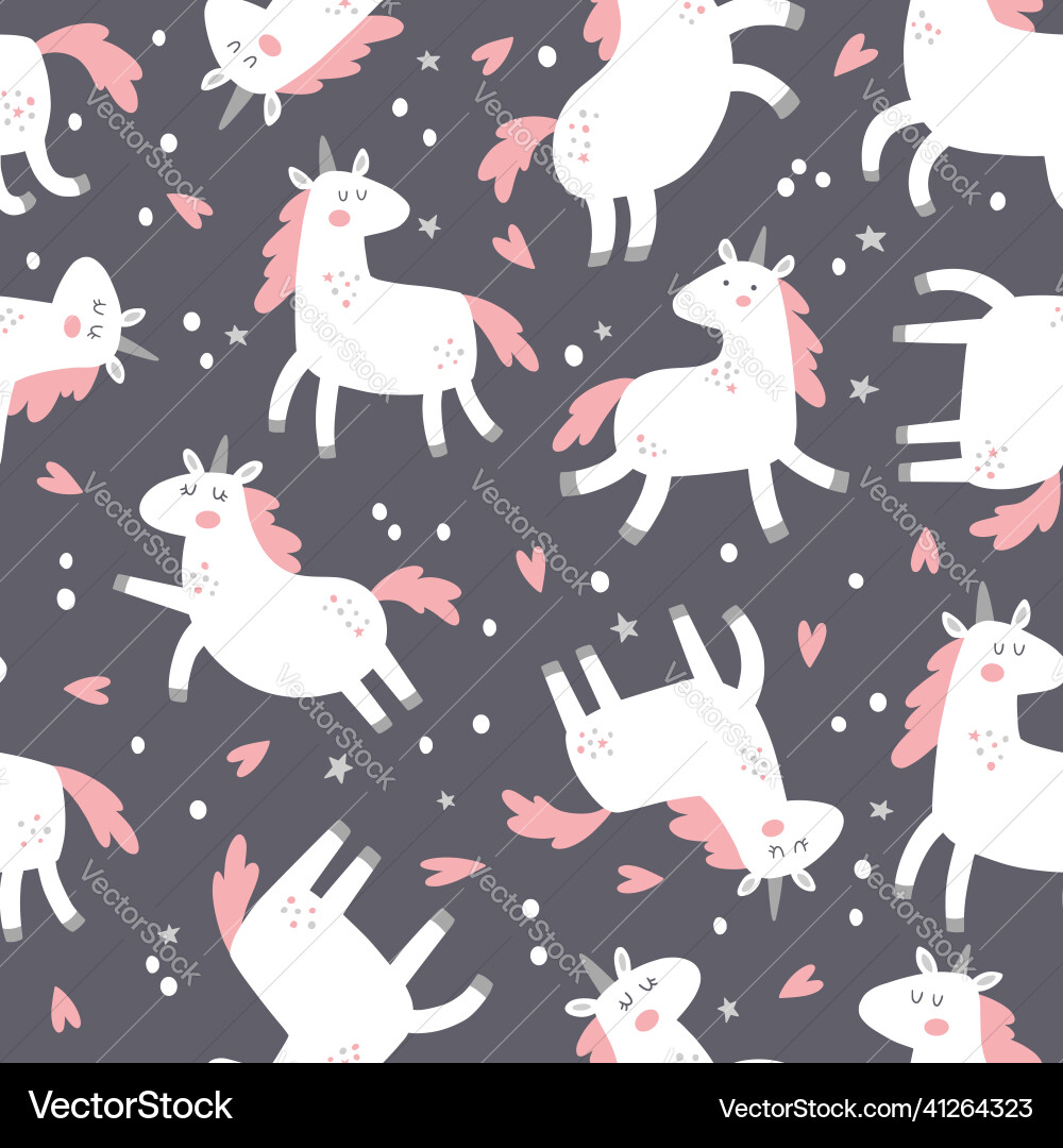 Seamless pattern with cute little unicorn Seamless pattern with cute little unicorn vector image