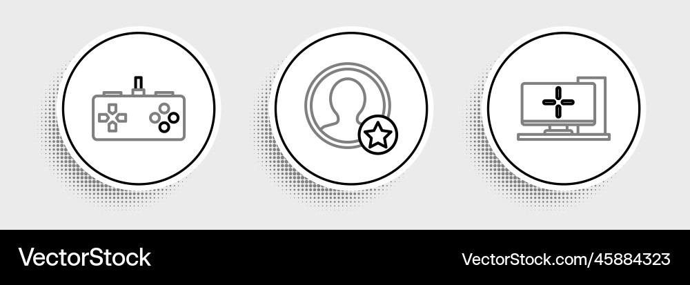 Set line computer monitor gamepad and premium vector image