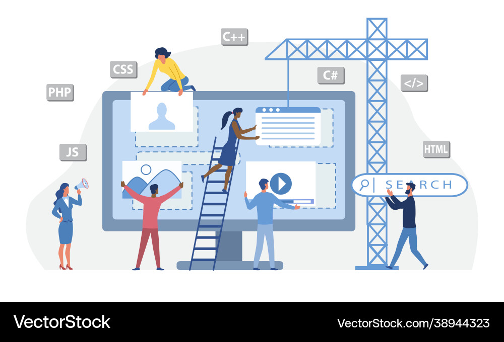 Team Building Website Development Vector Image