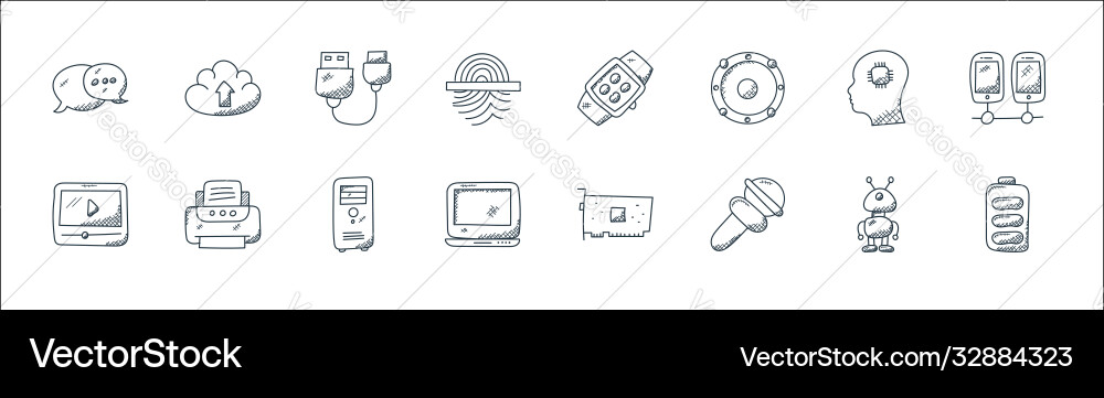 Technology line icons linear set quality Technology line icons linear set quality vector image
