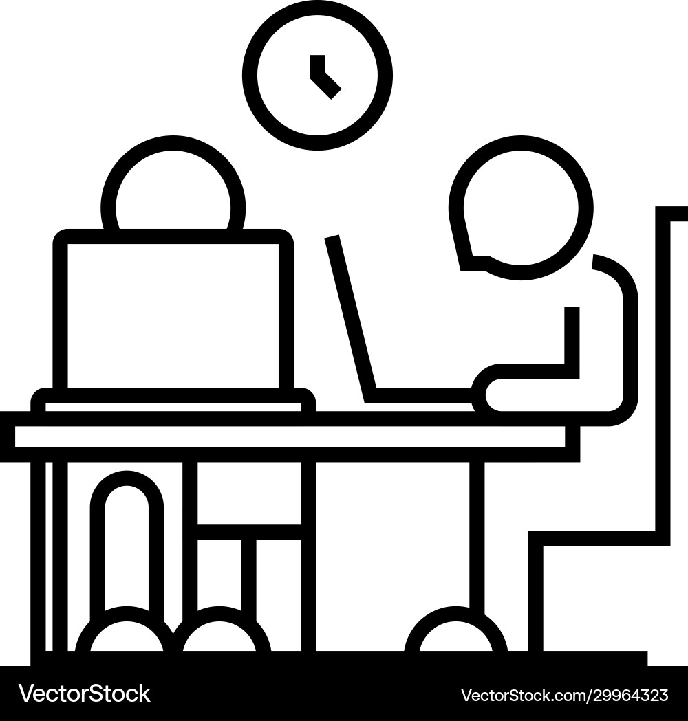 Working people line icon concept sign outline Working people line icon concept sign outline vector image