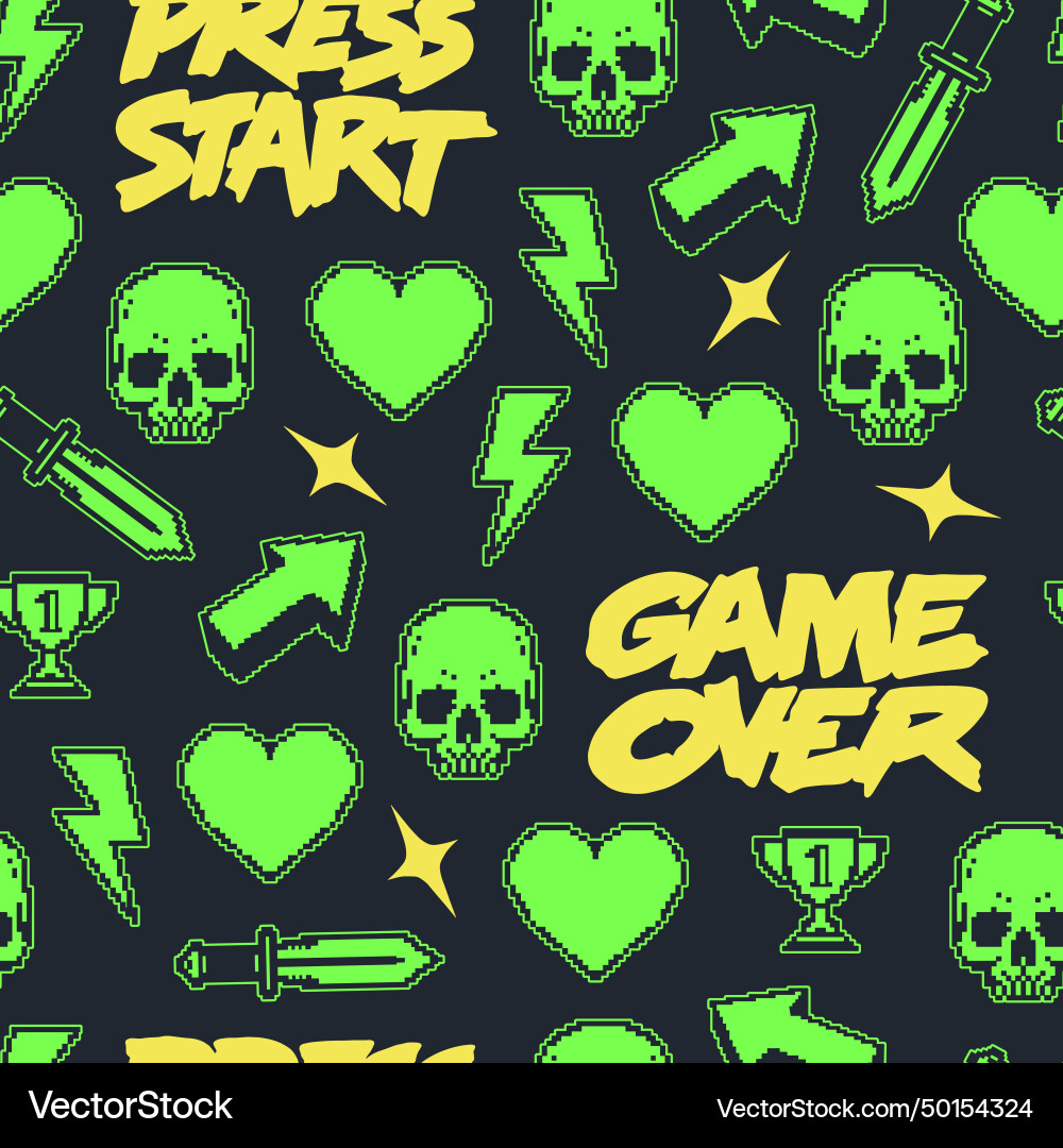 8-Bit Retro Games Pattern vector image