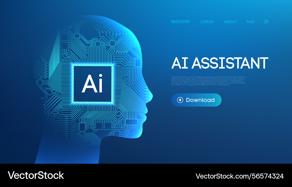 Ai robot background tech bot circuit chip Vector Image