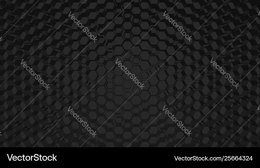 Black 3d hexagon grid tech background Black 3d hexagon grid tech background vector image