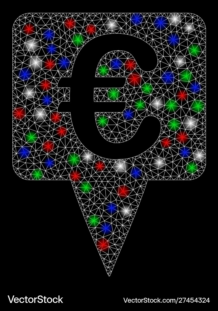 Bright mesh carcass euro map pointer with flare Bright mesh carcass euro map pointer with flare vector image