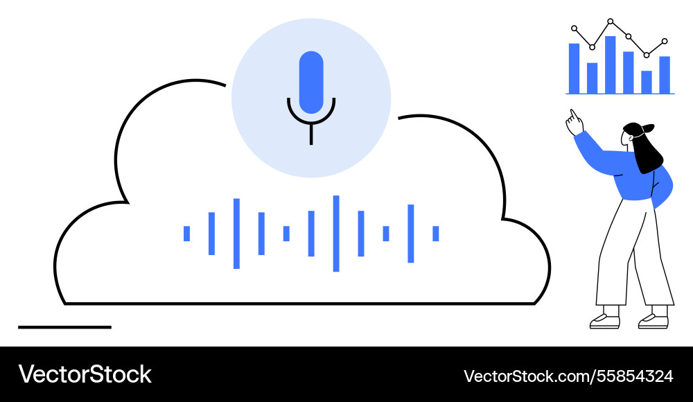Cloud voice recognition with data visualization Vector Image