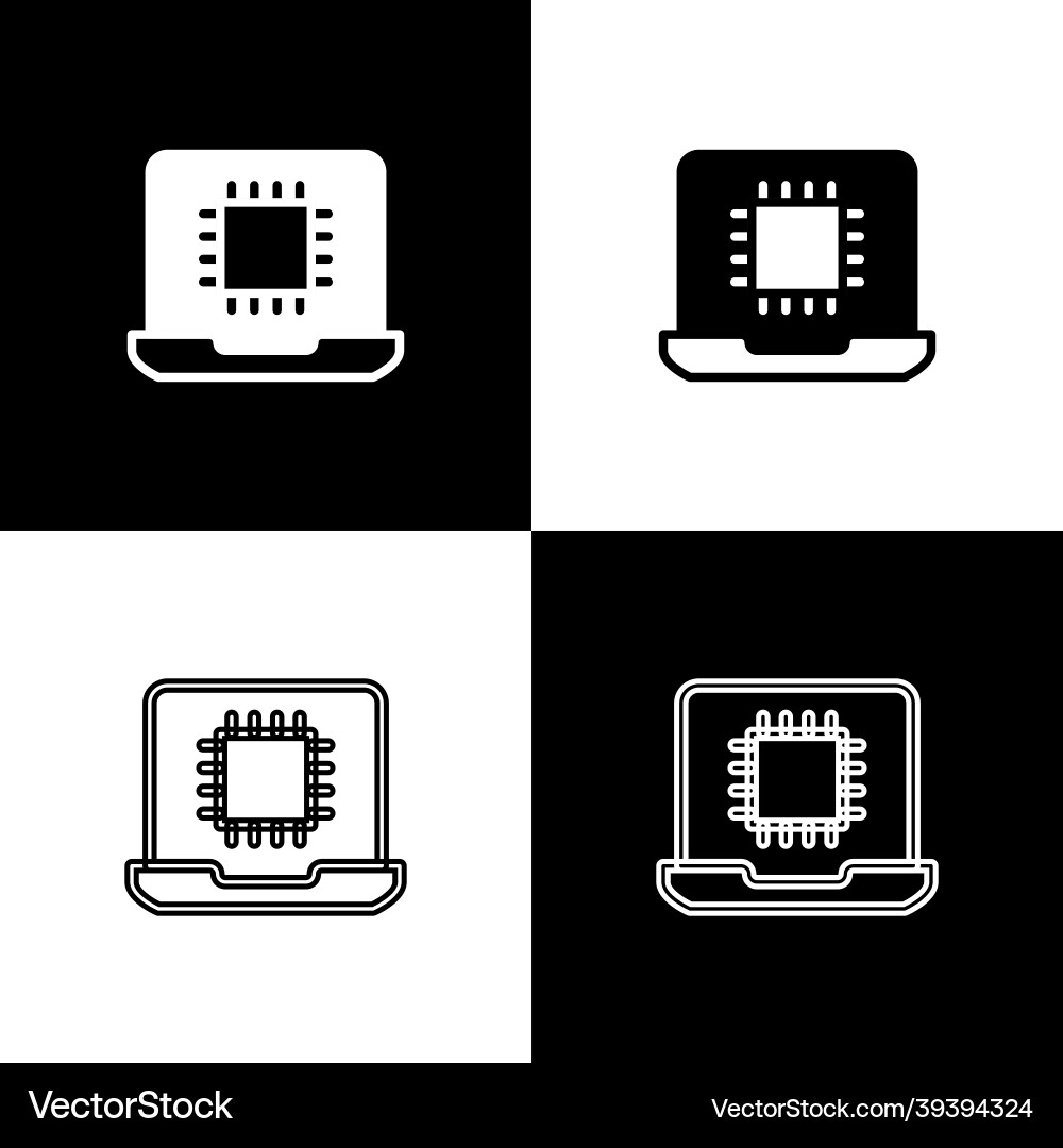 Computerprozessor mit Mikroschaltungen cpu-Symbol einstellen Computerprozessor mit Mikroschaltungen cpu-Symbol einstellen vektorbild