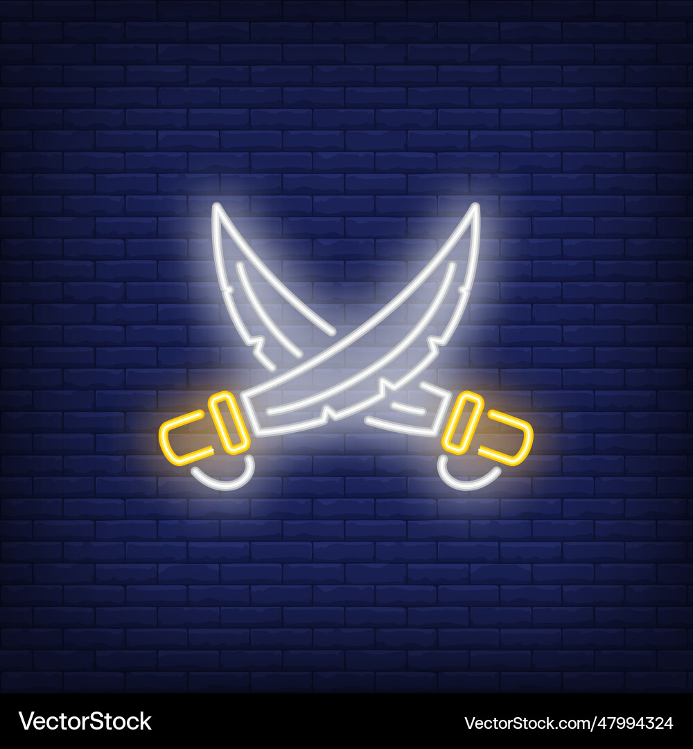 Crossed swords neon sign Crossed swords neon sign vector image