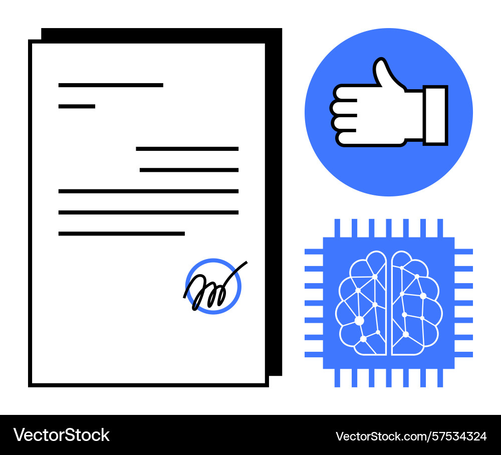Digital agreement with ai and user approval Vector Image