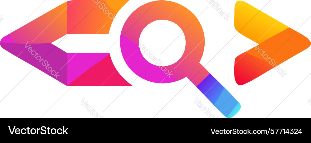 Dynamic abstract search icon with gradient colors vector image