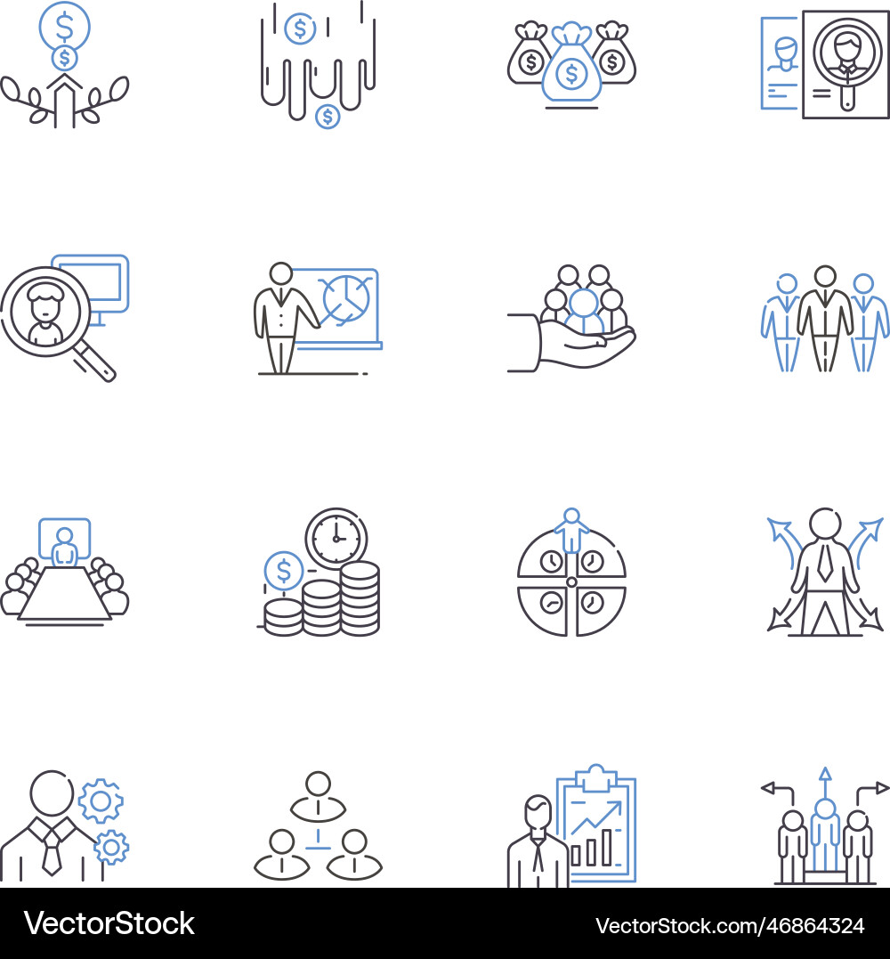 Efficiency and productivity line icons collection vector image