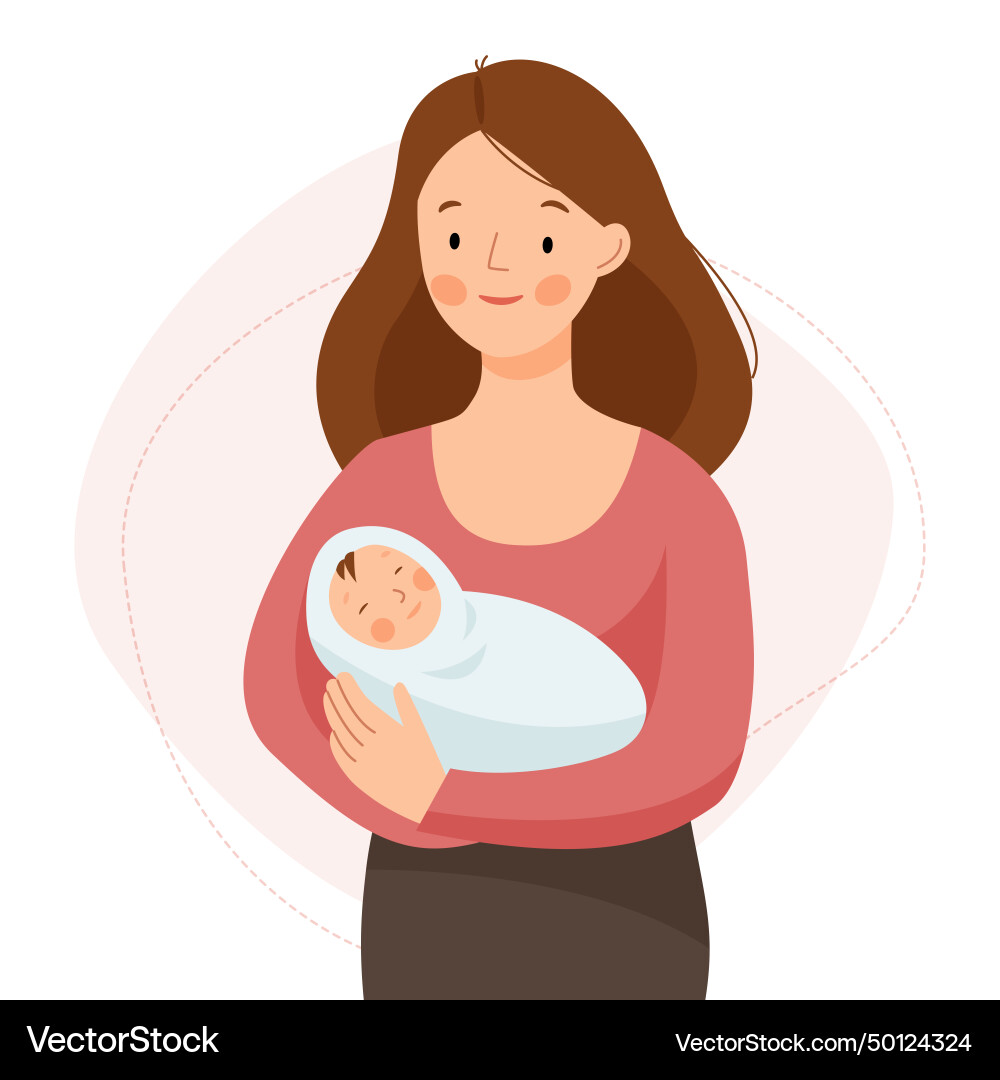Mama hält ein Baby in ihren Armen und lächelt glücklich Mama hält ein Baby in ihren Armen und lächelt glücklich vektorbild