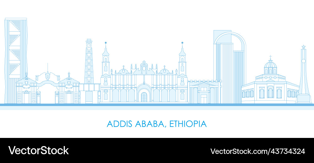 Outline skyline of city addis ababa ethiopia Outline skyline of city addis ababa ethiopia vector image