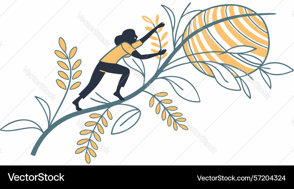 Person climbing tree branch design generative ai vector image