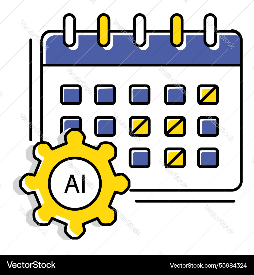 Project timeline and deadline ai automation icon Vector Image