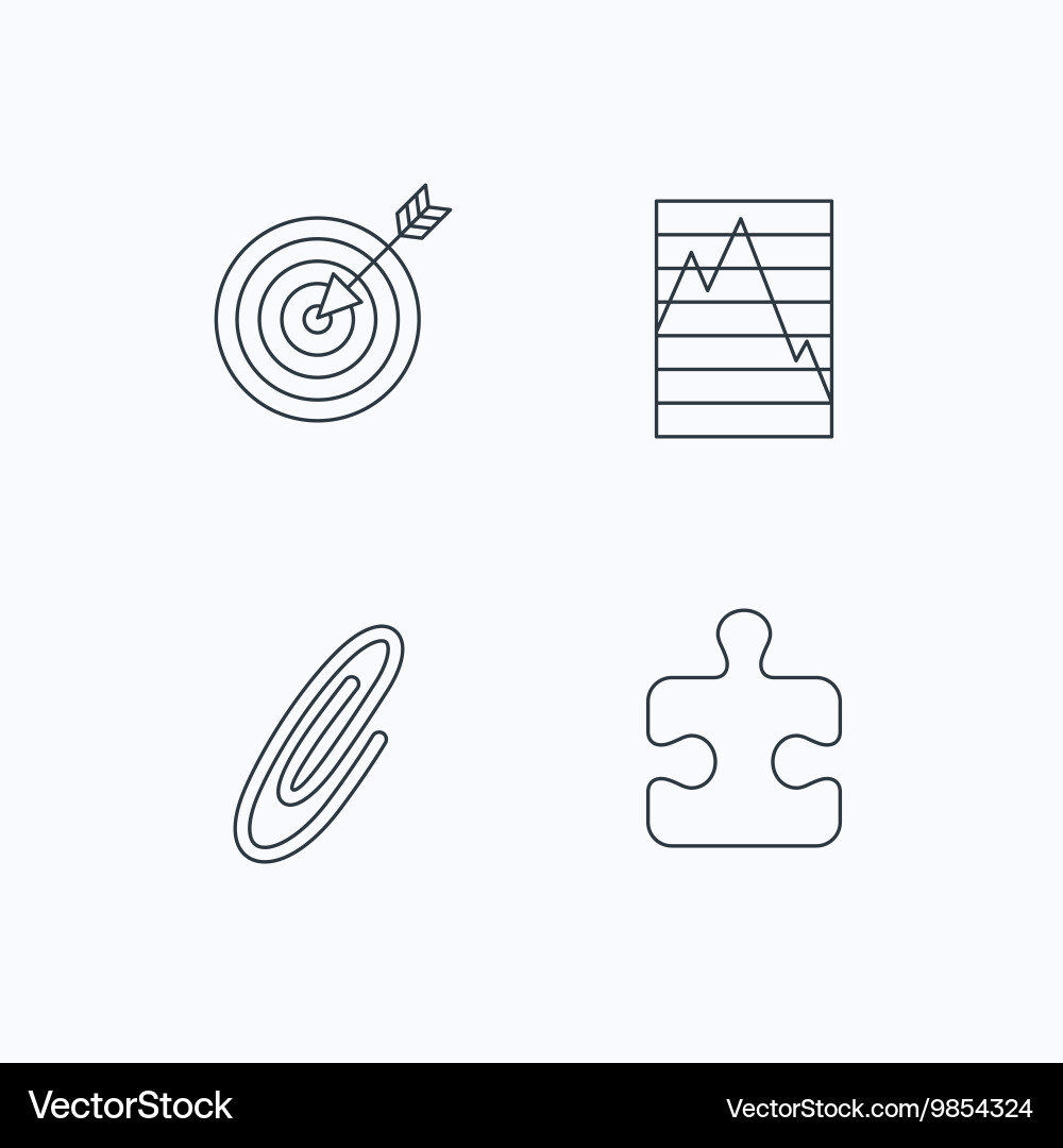 Puzzle graph charts and target icons vector image