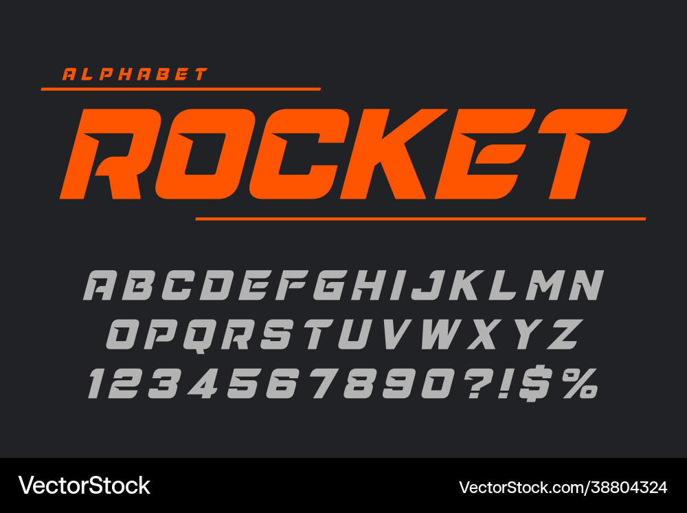 Racing display font design dynamic alphabet vector image