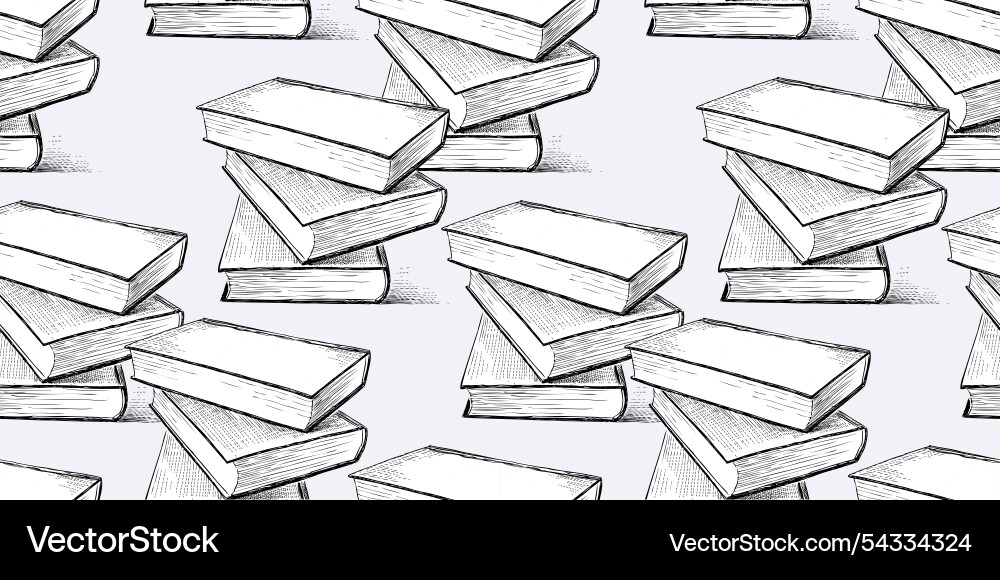 Seamless pattern of sketches textbooks stacks Vector Image
