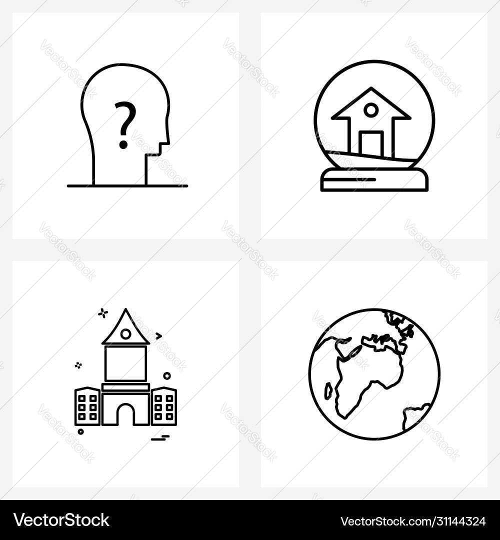 Set 4 simple line icons for web and print Vector Image