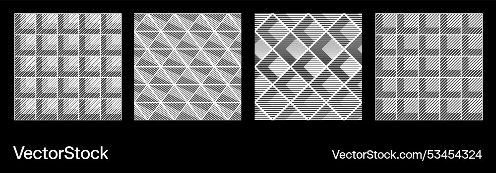 Set of four abstract seamless patterns striped Set of four abstract seamless patterns striped vector image