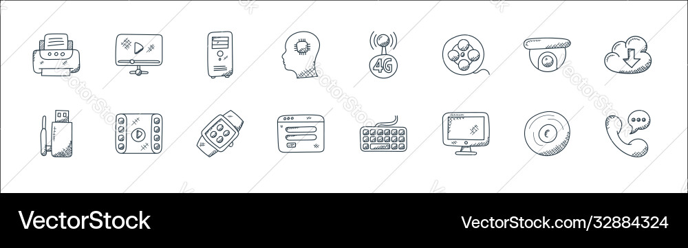 Technology line icons linear set quality Technology line icons linear set quality Vector Image