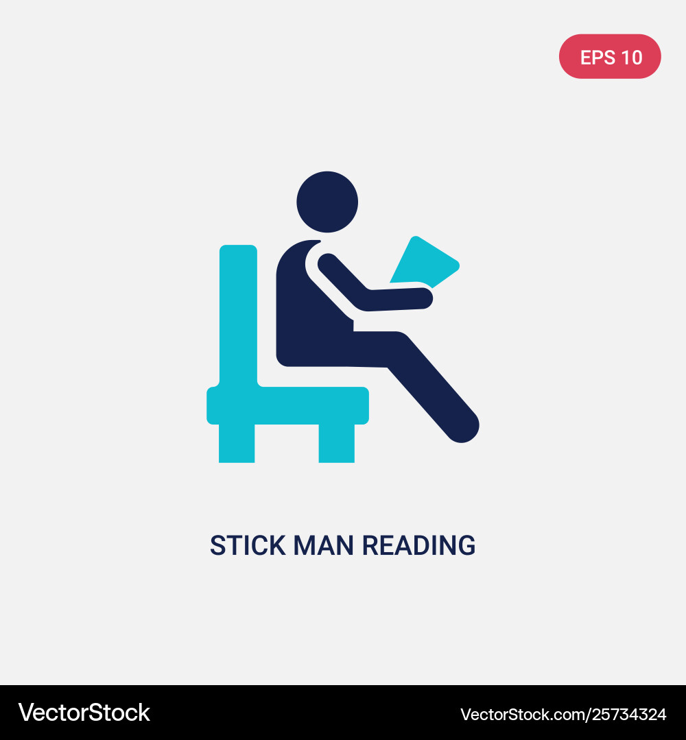 Two color stick man reading icon from behavior Two color stick man reading icon from behavior vector image