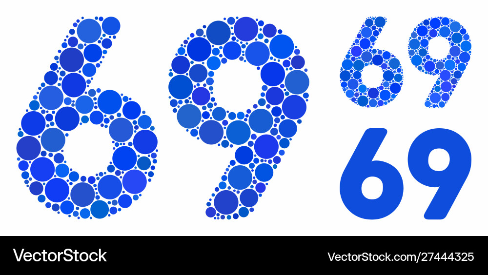 69 digits text mosaic icon round dots 69 digits text mosaic icon round dots vector image