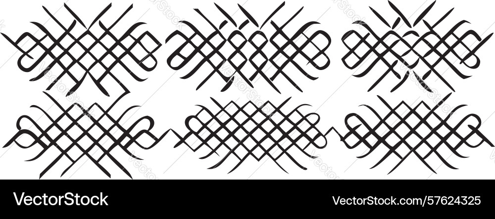Abstract criss-cross lines pattern set design vector image