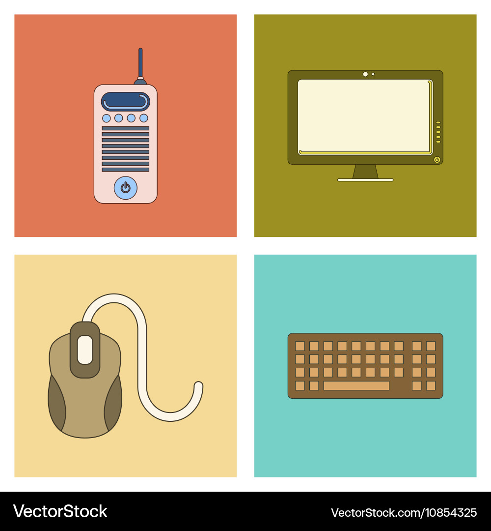 Assembly flat icon computer keyboard mouse monitor Vector Image