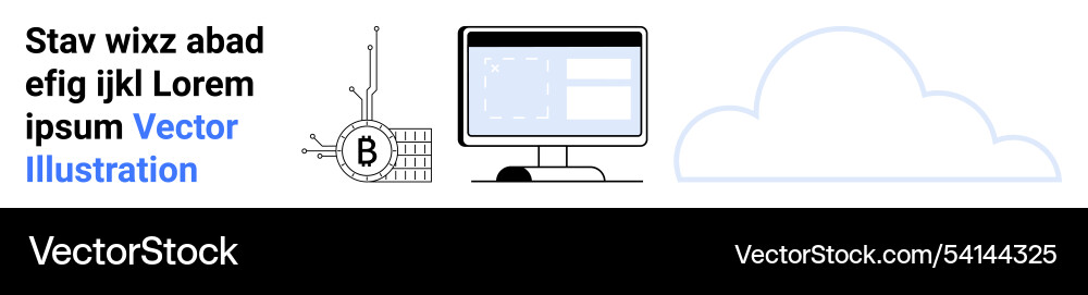 Blockchain technology with computer screen Blockchain technology with computer screen vector image