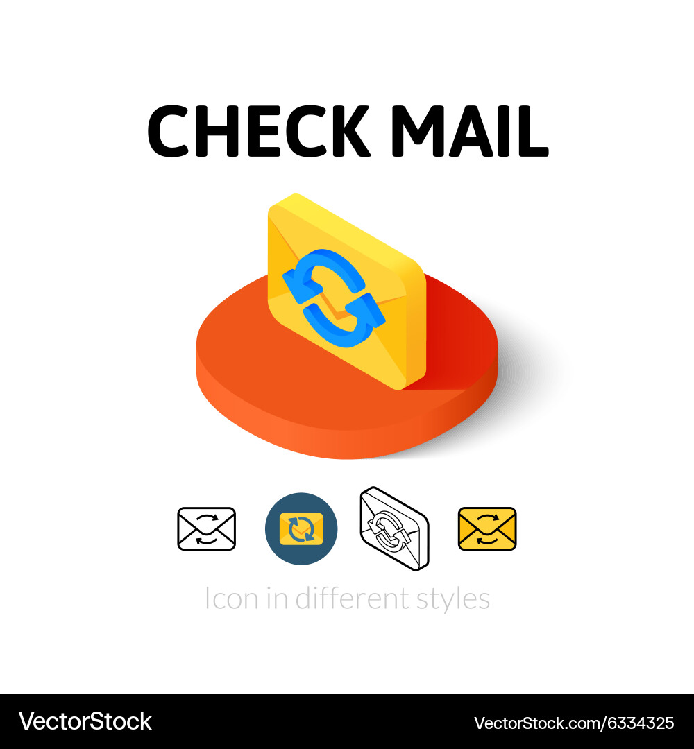 Check mail icon in different style Vector Image