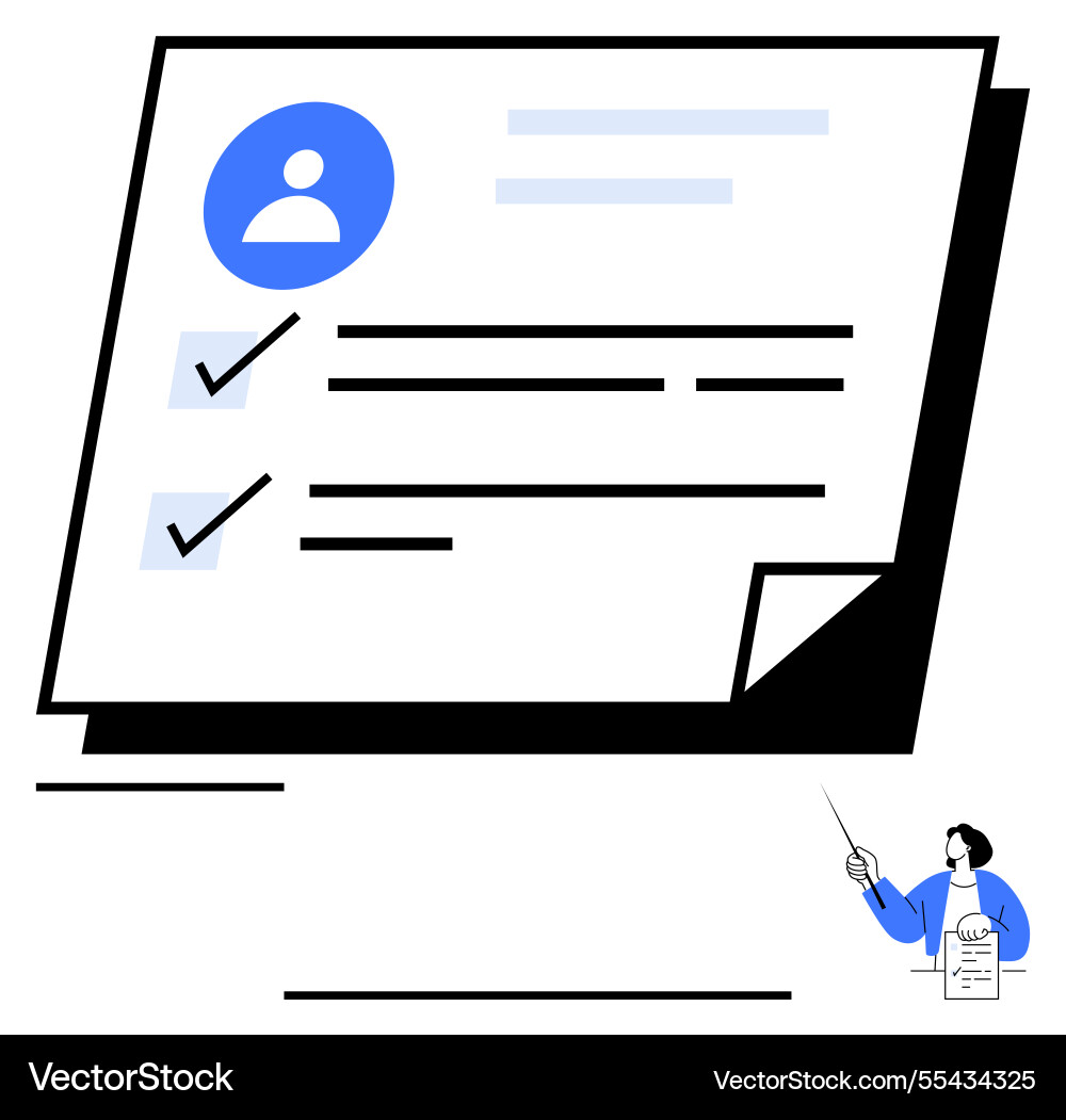 Checklist document with profile icon and presenter vector image