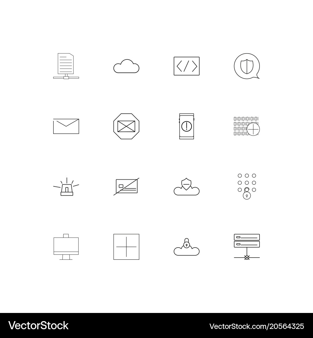 Cyber security simple linear icons set outlined vector image