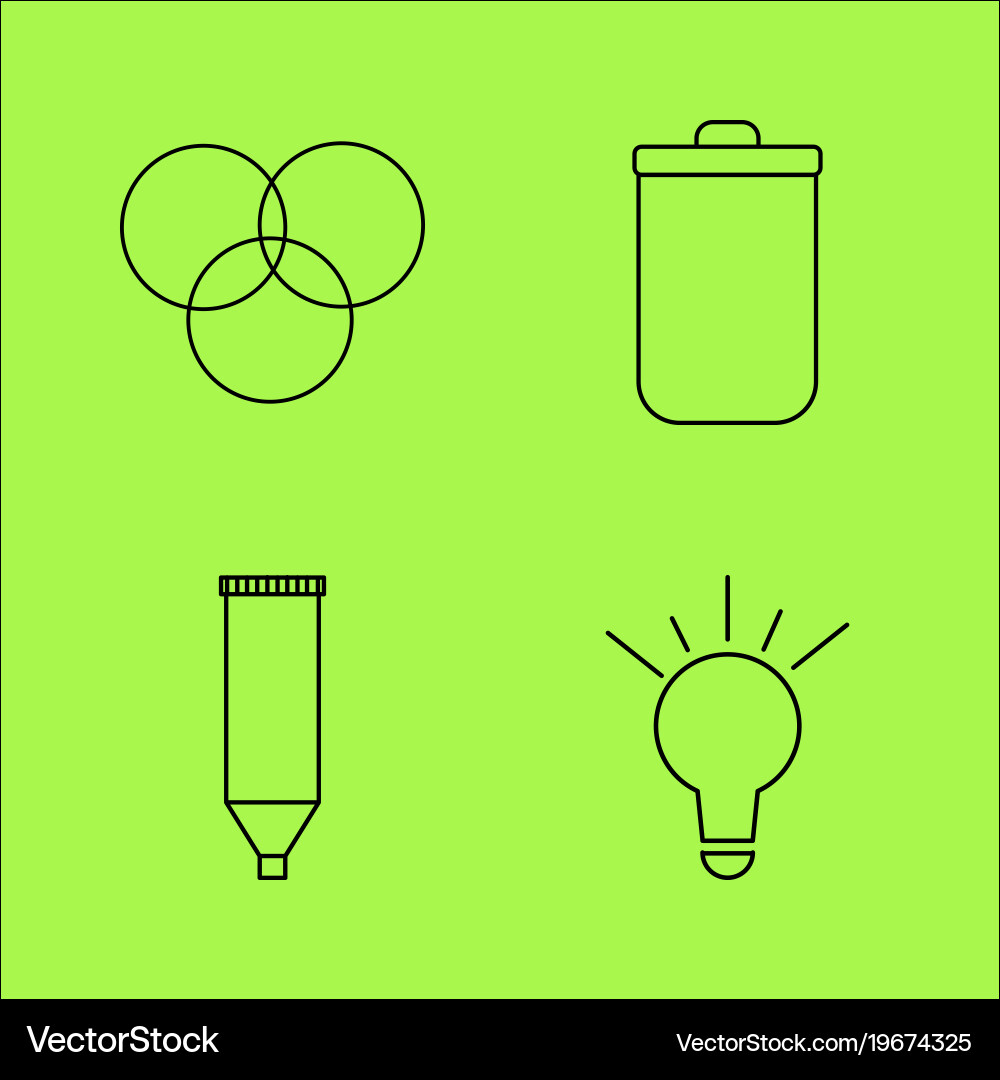 Design elements simple linear outline icon set vector image