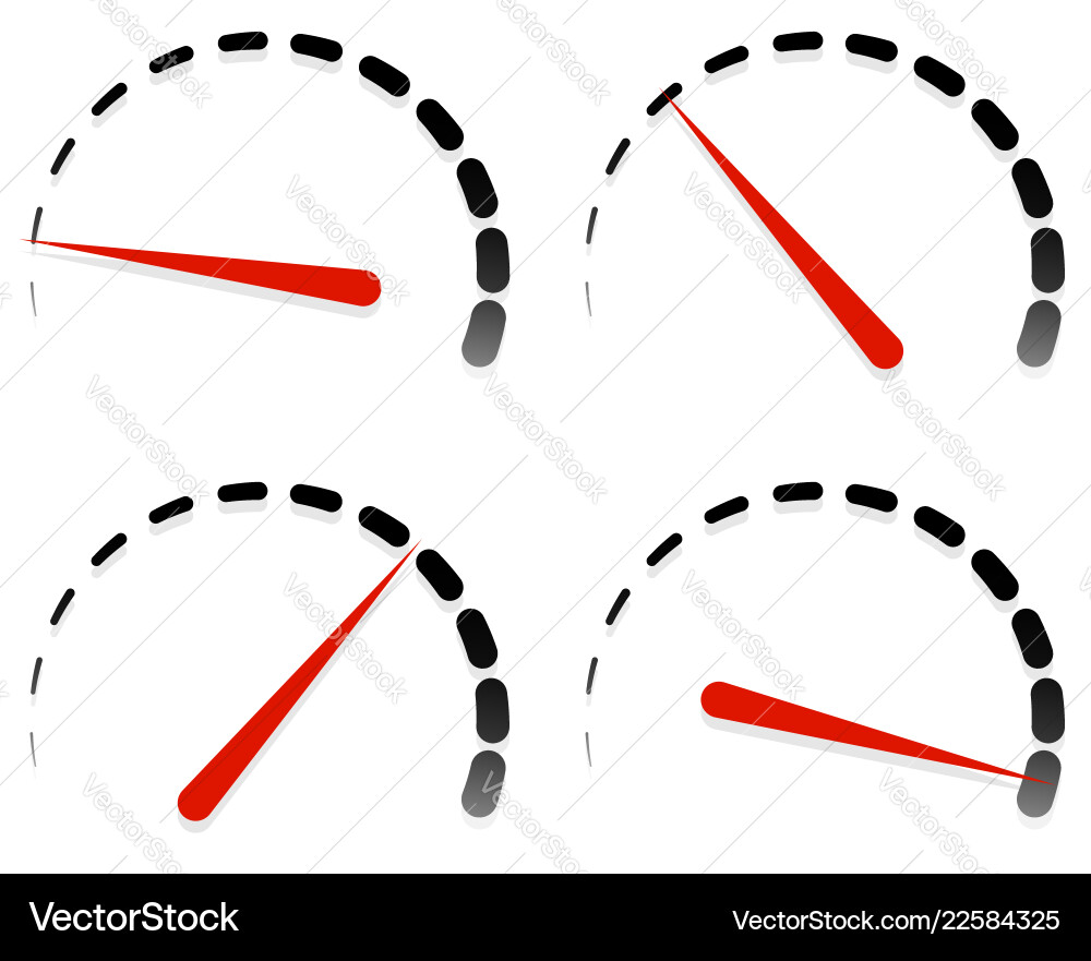 Dial meter templates with red need and units set vector image