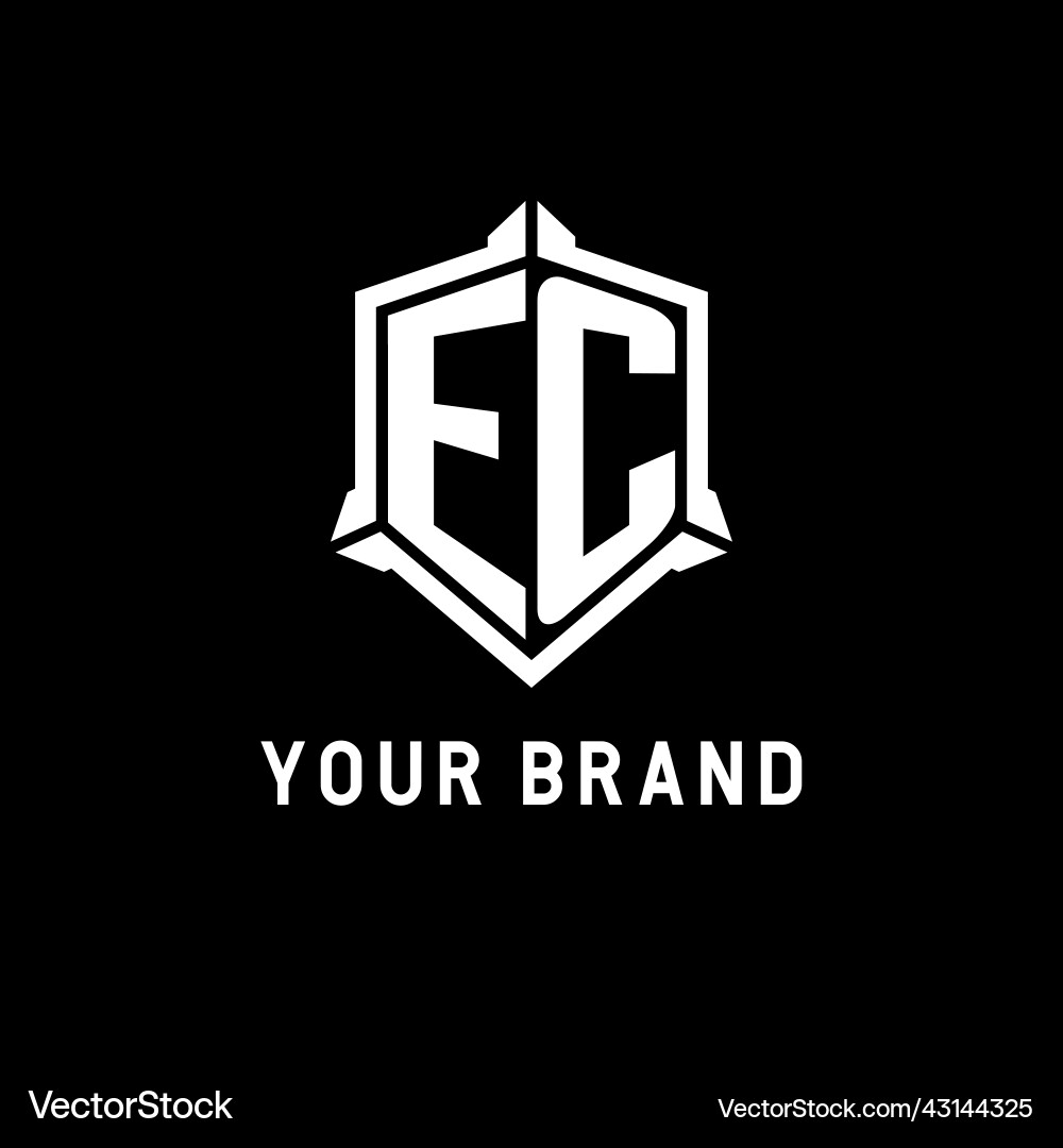 Ec logo initial with shield shape design style Ec logo initial with shield shape design style Vector Image