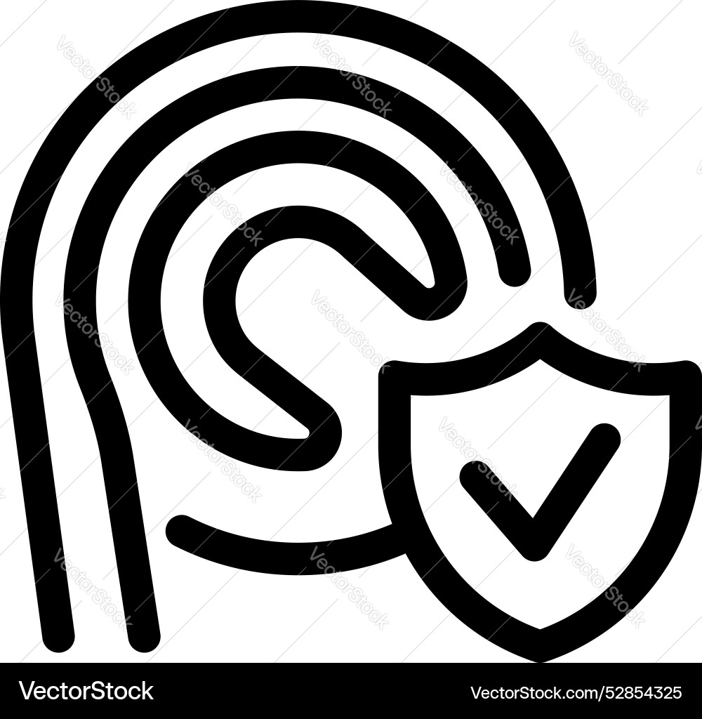 Fingerprint with shield and check mark Fingerprint with shield and check mark vector image