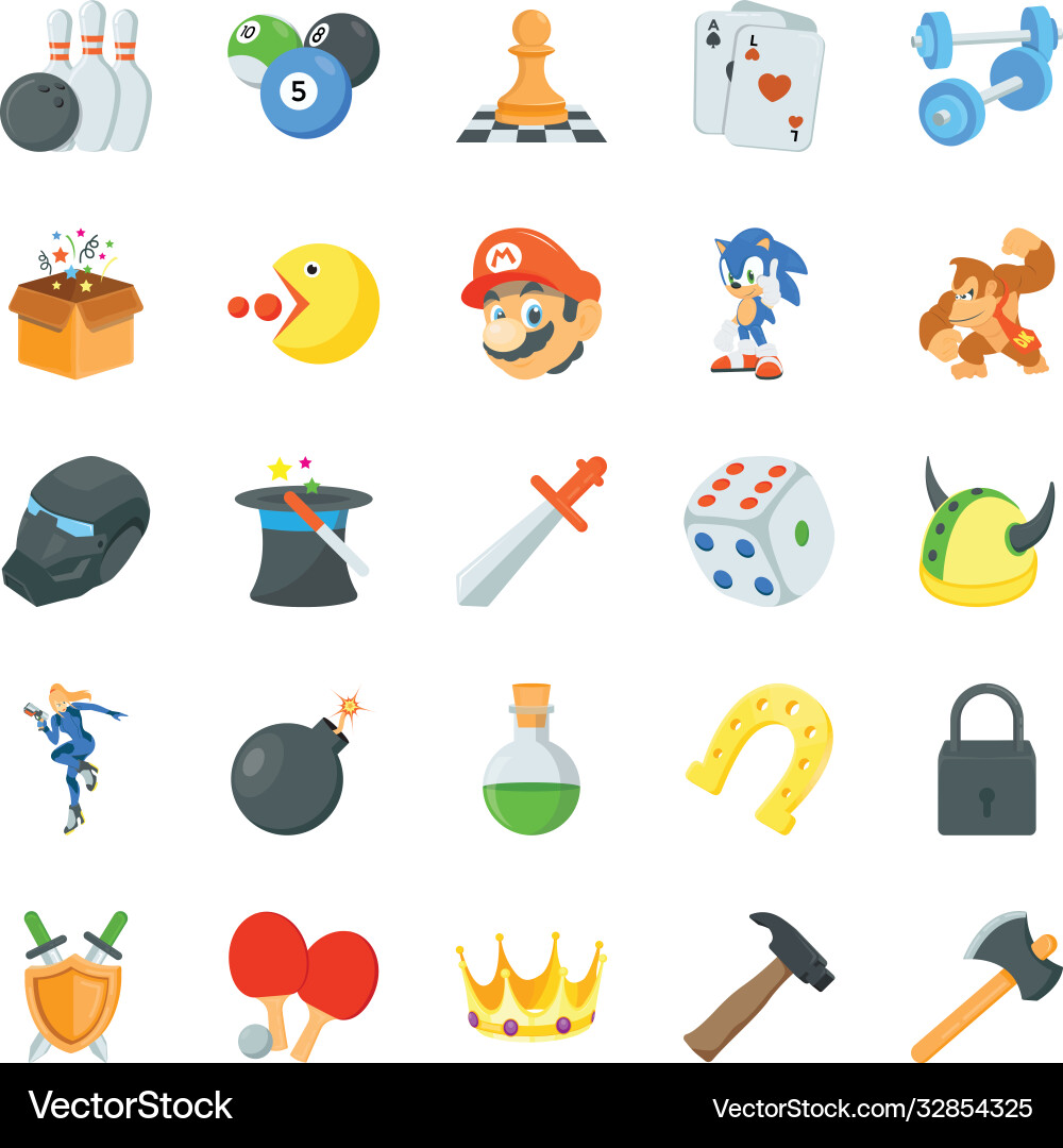 Game Icon Set - Arcade & Characters vector image
