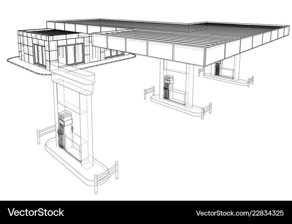 Gas station rendering of 3d vector image