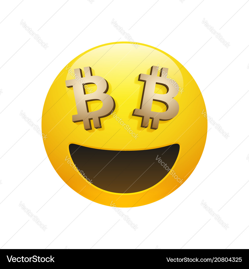 Golden Bitcoin Smiley Emoji – Royalty-Free Vector | VectorStock