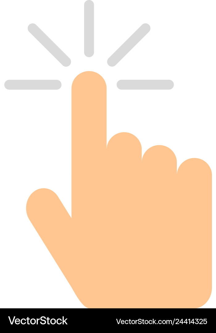 Hand button click computer in flat style Hand button click computer in flat style vector image