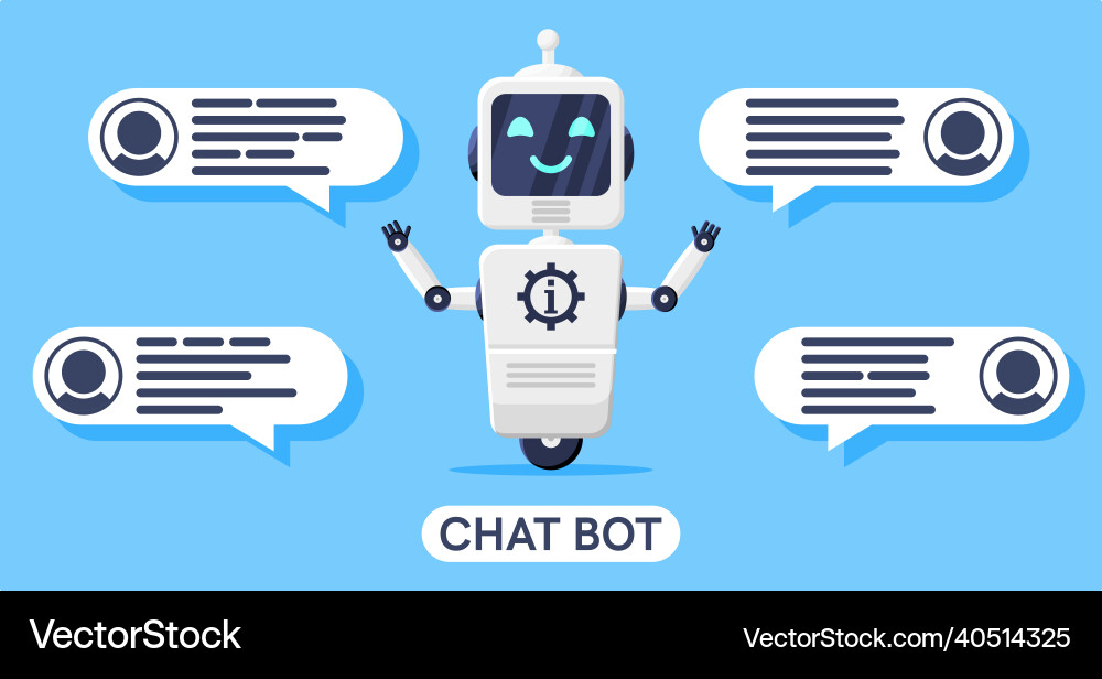 Happy smiling robot with bubble speech isolated Happy smiling robot with bubble speech isolated vector image