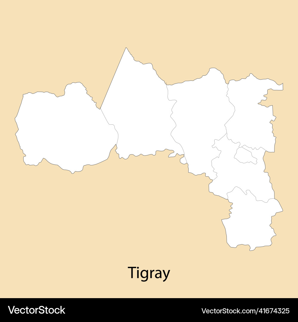 High quality map of tigray is a region ethiopia High quality map of tigray is a region ethiopia vector image