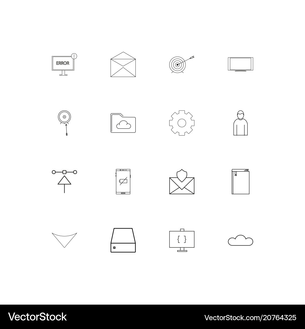 Internet technologies linear thin icons set vector image