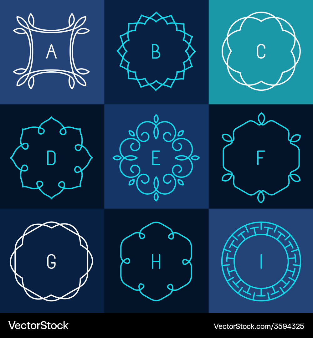 Line Frame Elements - Circular Motifs vector image